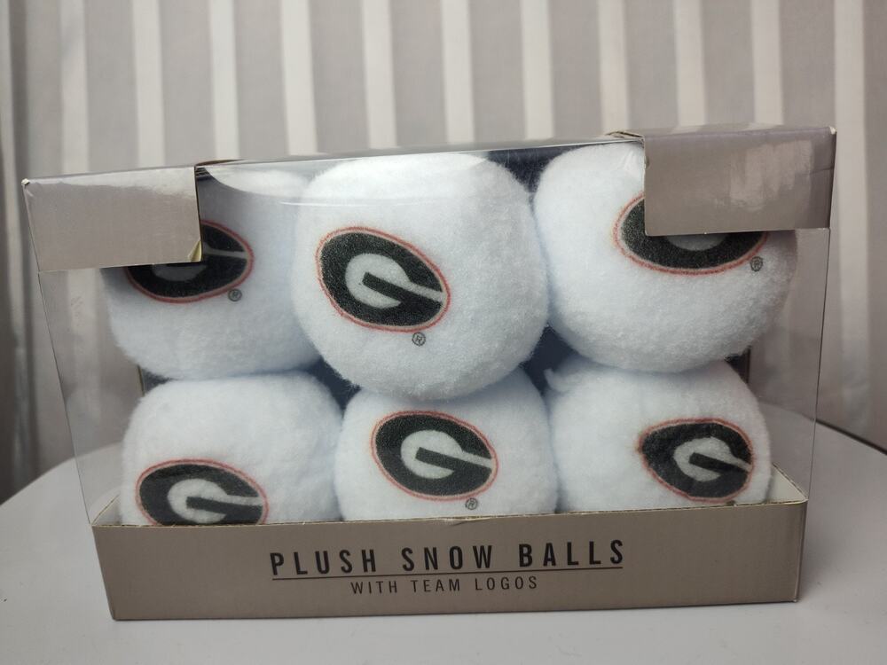 University Of Georgia Bulldogs Set Of 12 Plush Snowballs With Team Logo dam Box